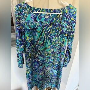 Lilly Pulitzer Vibrant Blue and Green Long Sleeve Dress